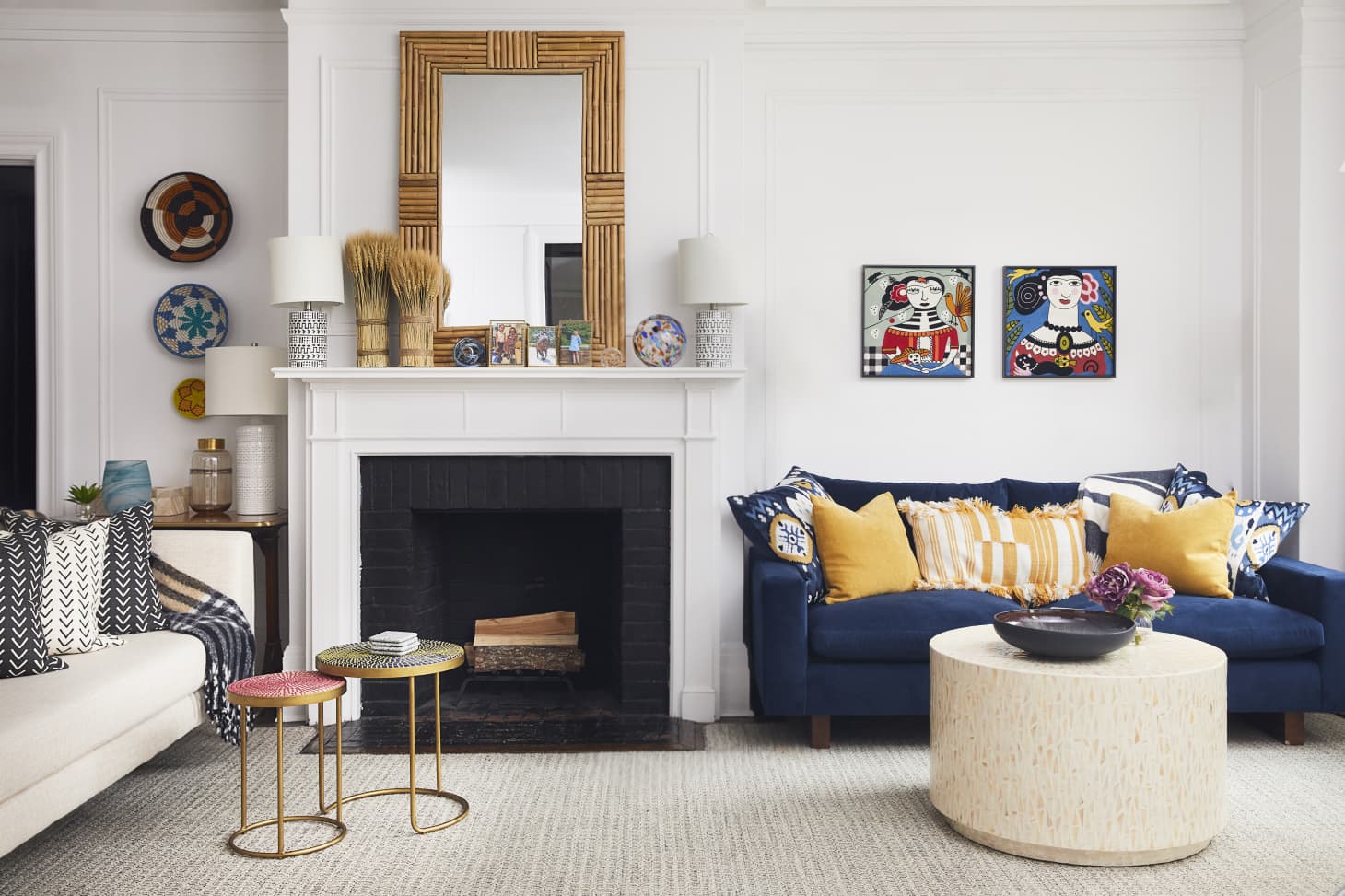 Sofa next shop to fireplace